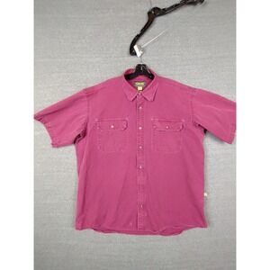 Cabelas Mens Shirt XL Red Canvas Heavyweight‎ Workwear Casual Classic